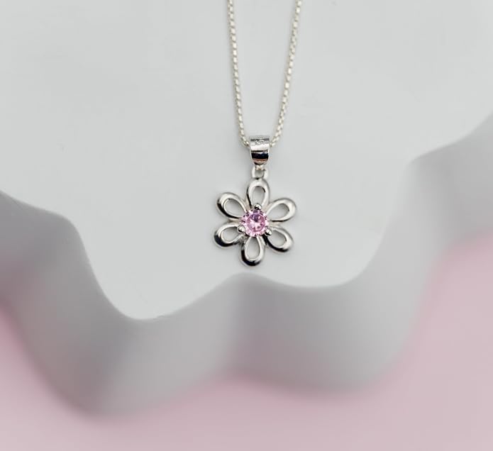 Cherished Moments .925 Sterling Silver Daisy Simulated Birthstone Necklace