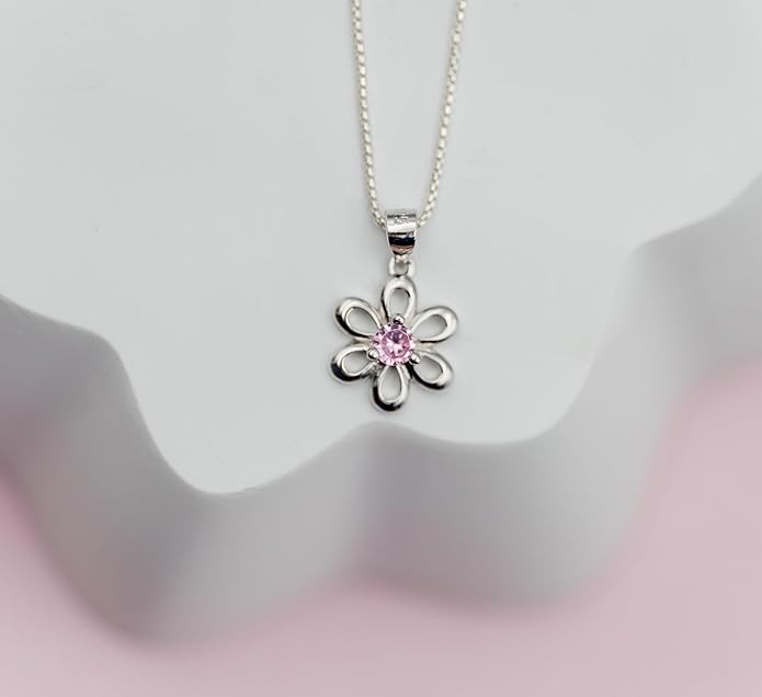 Cherished Moments .925 Sterling Silver Daisy Simulated Birthstone Necklace