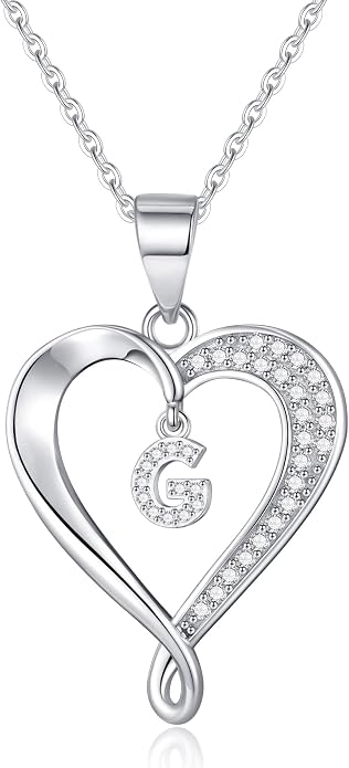 Infinity Heart Necklaces for Women, S925 Sterling Silver Initial Necklace Womens Jewelry Mothers Day Gifts Girls Valentines Gifts for Her Christmas Birthday Gifts for Women Mom Wife Girlfriend