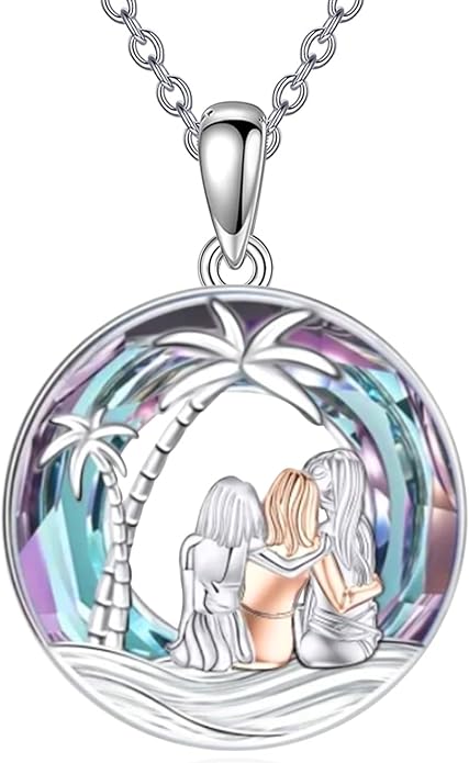 Sisters Necklace Sterling Silver Always My Sister Forever My Friend Jewelry Tree of Life Palm Trees Necklace for Women Female Friendship Jewelry