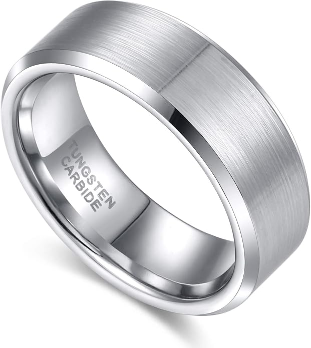 TRUMIUM 4mm 6mm 8mm Tungsten Wedding Band Ring for Men Women Silver Plated Matte Finished Engagement Rings Comfort Fit 4-15