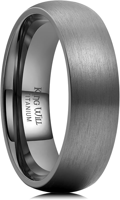 King Will Titanium Wedding Band for Men Women-Sliver/Black/Gold Plated Pure Titanium Wedding Ring, 3-9mm Widths Available Brushed Matte Design Comfort Fit Size 4-16