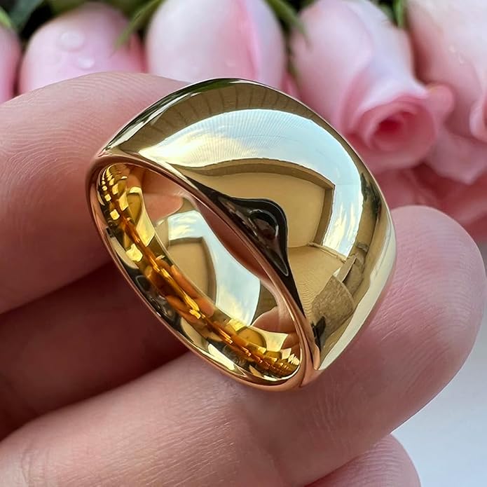 TUTISS 4mm 6mm 8mm 10mm Silver/Gold/White Tungsten Rings for Men Women Couple Fashion Jewelry Anniversary Engagement Wedding Bands Domed Polished I Love You Engraved Comfort Fit