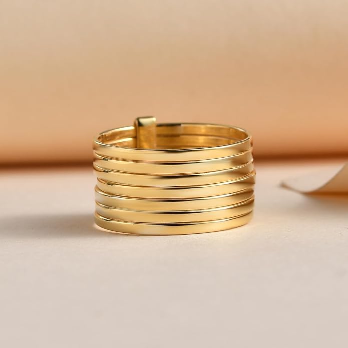 PHNX Two-Tone Stacking Ring for Women | Real Sterling Silver Ring| Hammered Finish Design | Elegant Boho Chic Jewelry | Perfect for Daily Wear, Special Occasions