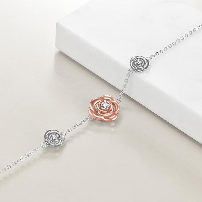 CRMAD Moonstone Moon/Star/Daisy/Turquoise/Rose Flower/Cat/Star/Hecate/Airplane/Pearl/Chakra/Rose Pearl/Butterfly/Wave/Starfish Anklet for Women Sterling Silver Anklet Irish Jewelry