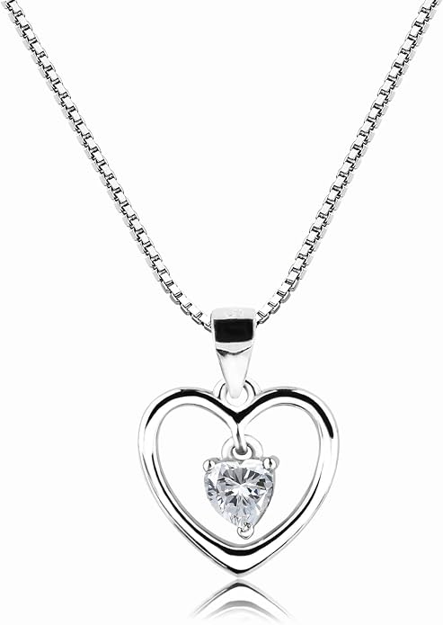 Cherished Moments Girl's .925 Sterling Silver "Dancing Heart" Simulated Birthstone Necklace