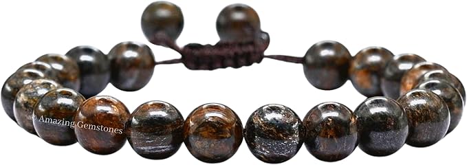 Amazing Gemstone Bronzite Bracelet for Women Men's Gifts - Protection Healing Crystal Bracelet - 8mm Gemstone Beaded Adjustable Bracelet Pulseras para Hombres Mujer Stocking Stuffers