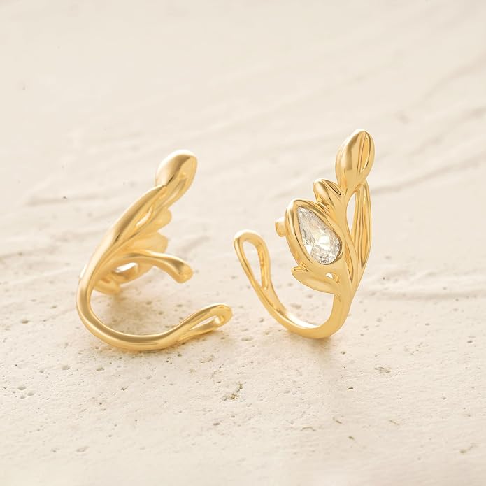 MYEARS Women Ear Cuff Earring Gold Non Pierced Ear Cartilage Clip on Wrap Hoop 14K Gold Filled Tiny Boho Beach Simple Minimalist Delicate Handmade Hypoallergenic Jewelry Gift-Sold as Single/Pair