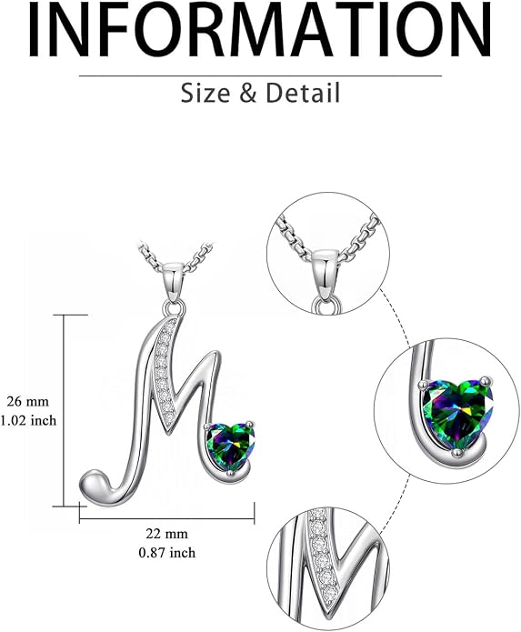 Birthday Gifts for Women Alphabet A to Z Initial Birthstone Pendant Necklaces for Women - 18k White Gold Plated Personalized Name Jewelry Anniversary Graduation Gifts for Wife Her Daughter Girlfriend(with Gift Box)