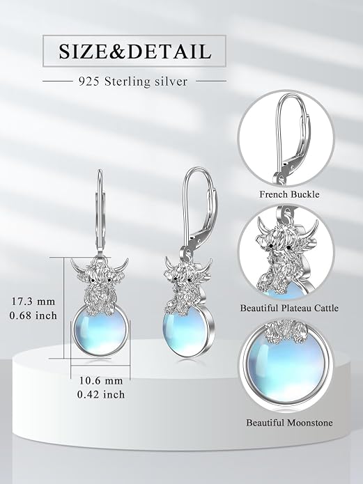 Dorunmo Moonstone Dangle Drop Earrings s925 Sterling Silver Leverback Earrings Filigree Moonstone Jewelry Birthday Gifts for Women