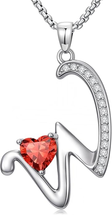 Birthday Gifts for Women Alphabet A to Z Initial Birthstone Pendant Necklaces for Women - 18k White Gold Plated Personalized Name Jewelry Anniversary Graduation Gifts for Wife Her Daughter Girlfriend(with Gift Box)