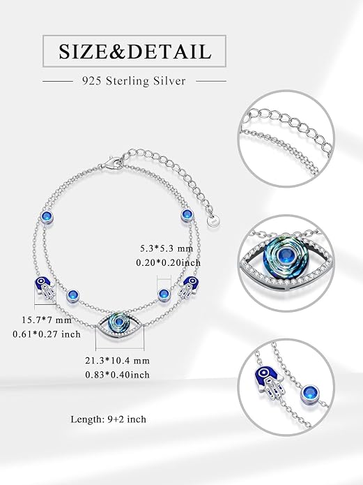 Ankle Bracelets for Women, 925 Sterling Silver Infinity/Heart/Pineapple/Butterfly/Turtle/Evil Eye/Sand Dollar Anklets Waterproof, Christmas Birthday Bracelet Anklets Jewelry Gift Adjustable