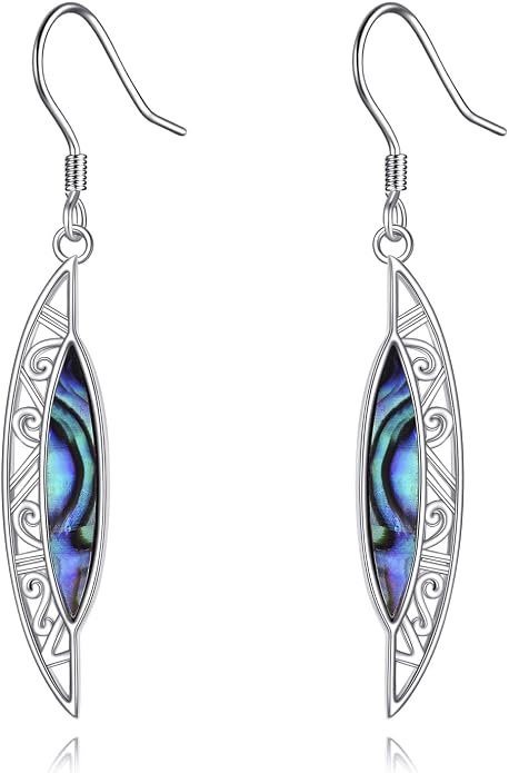 Abalone Shell Dangle Drop Earrings for Women 925 Sterling Silver Filigree Bohemian Earrings Jewelry Gift