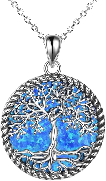 ONEFINITY Tree of Life Necklace for Women Sterling Silver Abalone Shell Crystal Tree of Life Pendant Necklace Family Tree Jewelry for Mom Daughter Sister Girls Christmas Gifts