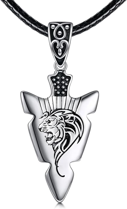 VONALA Gothic Necklace 925 Sterling Silver Punk Dagger/Thor Hammer/Arrowhead Wolf/Lion/Tree of Life Urn Pendant Necklace Viking Amulet Pagan Jewelry Gifts for Women Men Unsex