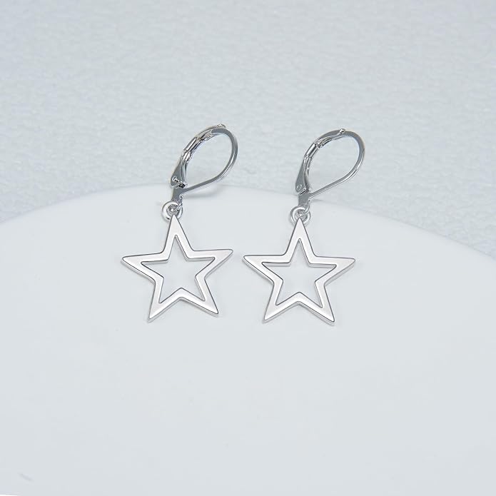 Larimar/Star/Dragonfly/Sunflower/Moonstone/Black Onyx Earrings for Women Leverback Dangle Earrings Hypoallergenic Jewelry for Women