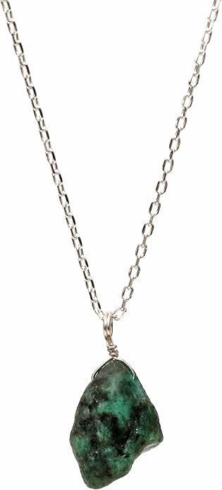 Raw Birthstone Crystal Necklace for Women, Hypoallergenic 925 Sterling Silver Pendant, Adjustable 16+2" Silver Chain, Light Natural Gemstone Jewelry for Everyday Wear & Gift for her & him