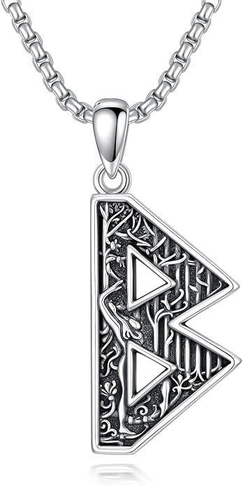 ROMANTICWORK Viking Necklace for Men 925 Sterling Silver Viking Pendant Necklace Amulet Jewelry for Father Husband Birthday Christmas