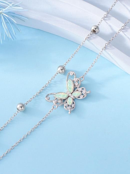 Ankle/Bracelet for Women Sterling Silver Sea Turtle/Butterfly/Mustard Seed/Sister/Sunflower/Elephant Gifts for Birthday Summer Beach Jewelry for Mom Wife Daughter Friend
