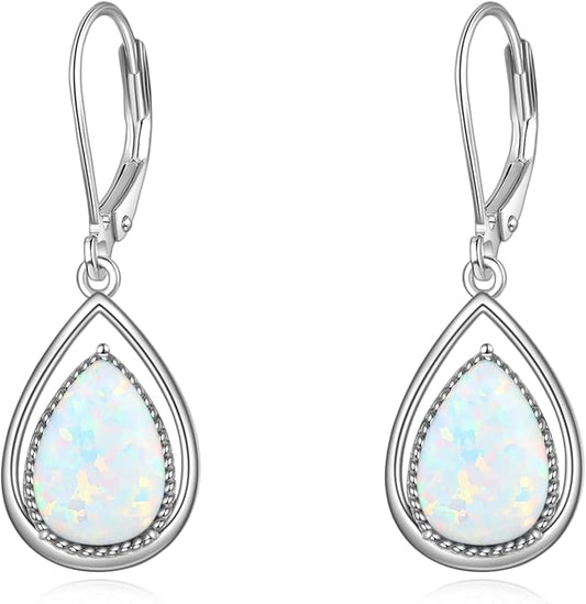 VONALA Dangle Earrings 925 Sterling Silver Opal Larimar Lapis Sapphire Turquoise Moss Agate Crystal Dangling Earrings Jewelry Gift for Women