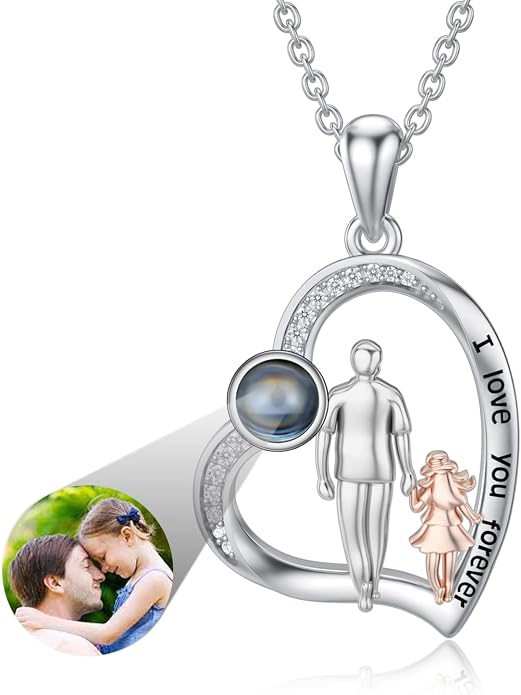 PROESS S925 Sterling Silver Daughter Heart Pendant Necklace from Dad Mom I Love You Forever Jewelry