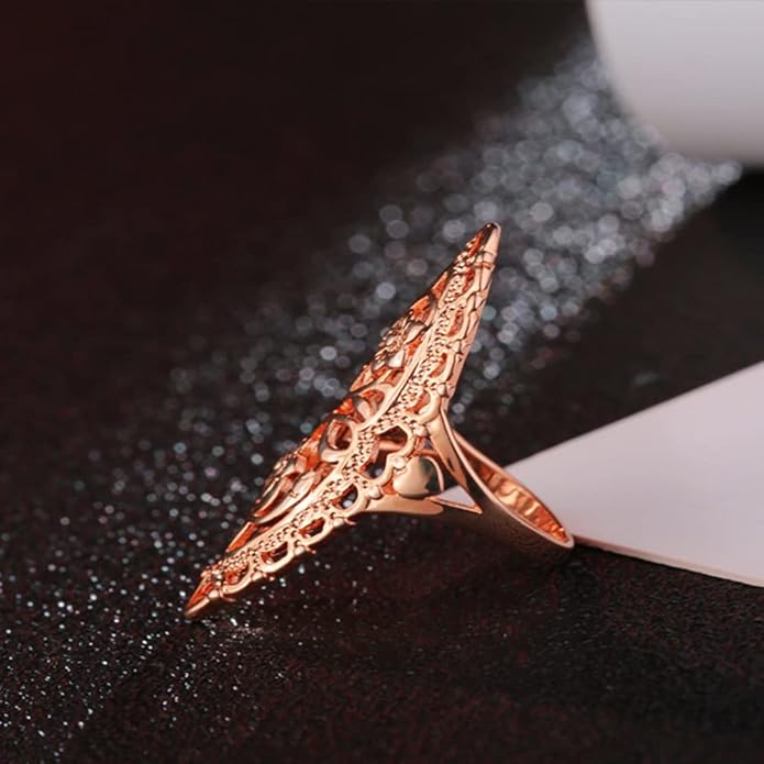 Rings for Women Summer Boho Rings Filigree Flower Ring Chunky Gold Ring Full Finger Rings Wide Band Womens Rings for Cocktail Party Birthday Gifts Statement Rings for Women