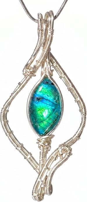 Natural Faceted Labradorite Pendant Necklace – Unique Stone of Magic & Transformation, Iridescent Flash Gemstone Jewelry, Handmade Healing Crystal Gift for Women, Birthday, Anniversary, Spiritual Awakening & Intuition
