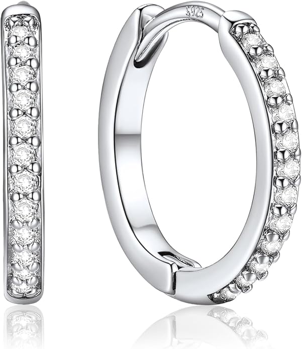 PROSTEEL Hoop Earrings for Women, Huggie Hoop with 925 Sterling Silver Post, 8/10/12/14/16/18/20mm Small Huggie Hoops, 14K Gold Plated/Silver/Black/Rose Gold Hypoallergenic Earrings Jewelry