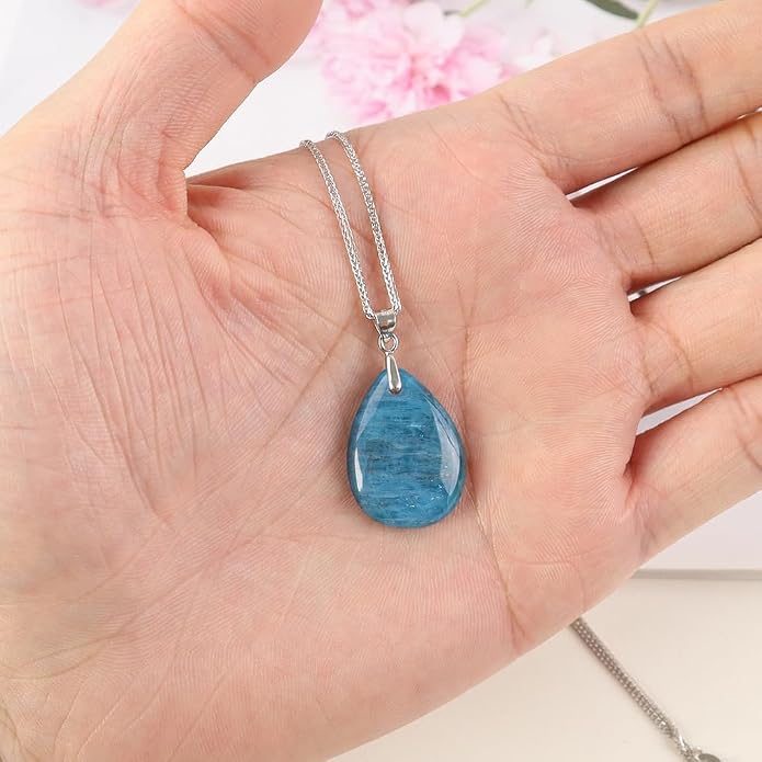 iSTONE 925 Sterling Silver Natural Crytral for Womens Pendant Necklace, Gemstone Birthstone with 17.8" Silver Chain Ladies