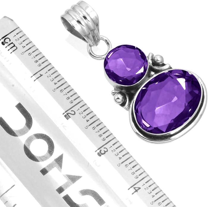 Handmade Genuine 925 Sterling Silver Pendant Necklace Natural Gemstone Crystal, Lapis, Onyx, Amber Oval Round Boho Jewelry For Women