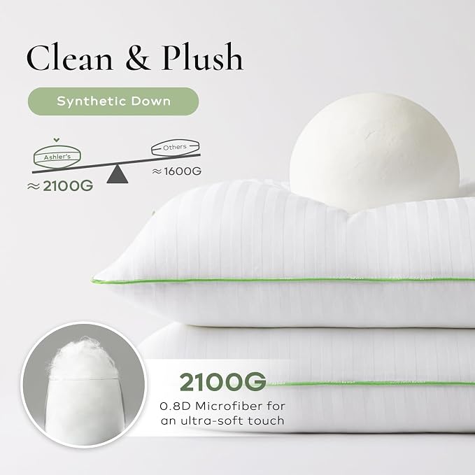 Ashler Home Deco Synthetic Down Pillow Inserts, 28x28 Down Alternative Throw Pillows Insert Sleeping Pillows with 100% Cotton Cover Decorative Pillow Stuffer for Sofa, Couch Bed(Set of 4, White)