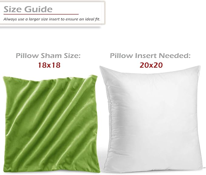 Nestl Throw Pillow Covers, Cozy Velvet Decorative Garden Green Pillow Covers 18 x 18 Inches, Soft Solid Couch Pillow Covers for Sofa, Bed and Car, Set of 2