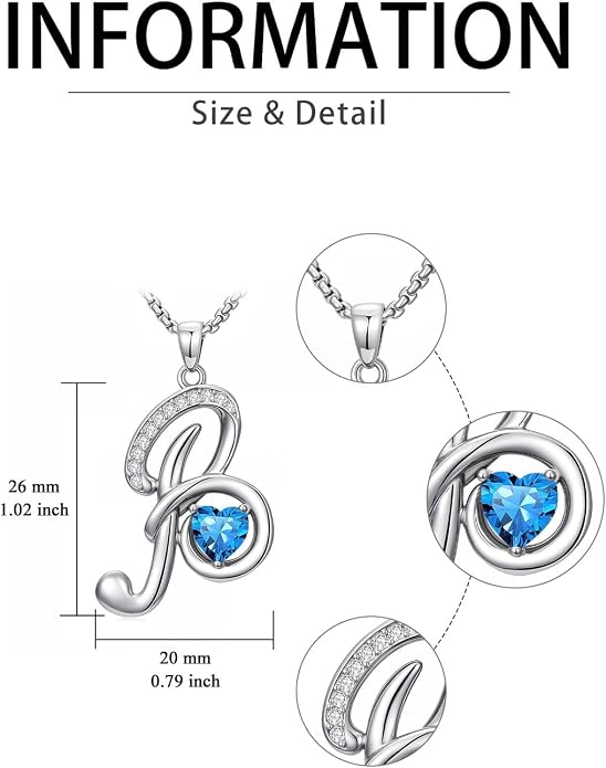Birthday Gifts for Women Alphabet A to Z Initial Birthstone Pendant Necklaces for Women - 18k White Gold Plated Personalized Name Jewelry Anniversary Graduation Gifts for Wife Her Daughter Girlfriend(with Gift Box)