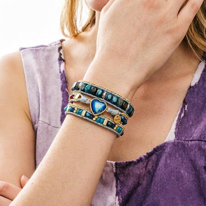 YGLINE Natural Stone Bracelet 3 Wraps Bracelet Handmade Boho Bracelet for Women Bracelet