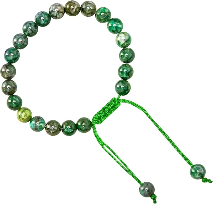 Amazing Gemstone Emerald Bracelet for Women Men's Gifts - Protection Healing Crystal Bracelet - 8mm Gemstone Beaded Adjustable Bracelet Pulseras Para Hombres Mujer Stocking Stuffers