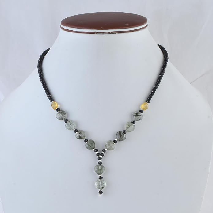 925 Sterling Silver Handmade Gemstone Necklace with Natural Heart-Shaped Beads – Dainty Jewelry for Women