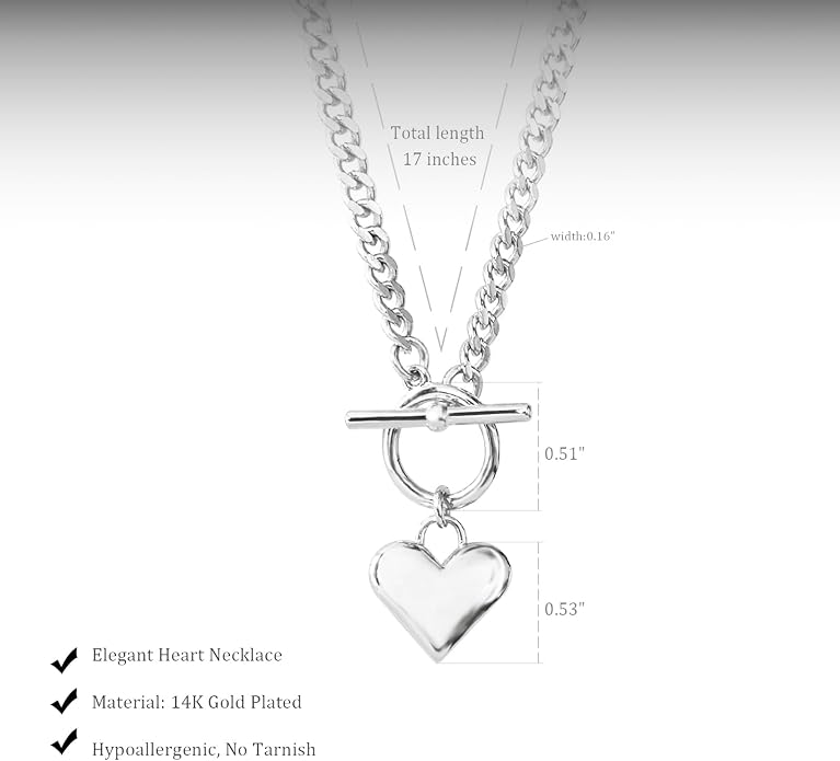 HERIER Cute Heart Necklace Dainty 18k Gold Plated Tiny Heart Pendant Choker Necklaces Small Gold Love Open Heart Chain Necklace for Women Simple Gold Necklace for Women Trendy Jewelry