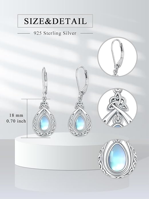Dorunmo Moonstone Dangle Drop Earrings s925 Sterling Silver Leverback Earrings Filigree Moonstone Jewelry Birthday Gifts for Women