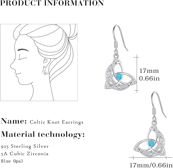 Celtic Knot Earrings 925 Sterling Silver Abalone Drop Dangle Celtic Earrings Gifts for Women
