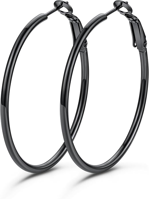 KeyStyle Gold Hoop Earrings for Women, Stainless Steel Hoops Earring Lightweight Loops, 2 mm Thick Hypoallergenic Circle Endless Thin Hoop (20/30/40/50/60/70/80/90/mm)