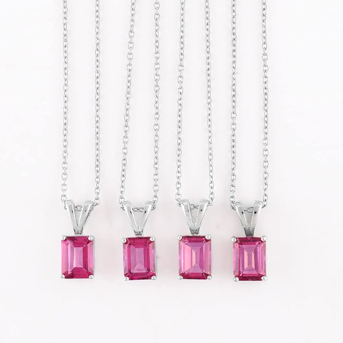 Natural Gemstone Pendant Necklace for Women, Healing Stone Chakra Crystal Birthstone 925 Sterling Silver Chain 18 Inch Birthday Christmas Gifts