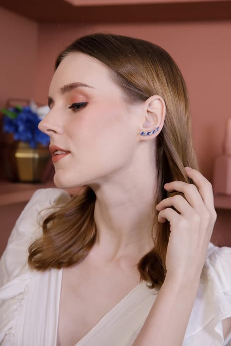 Twist Sterling Silver Ear Climbers & Crawlers - Birthstone & Synthetic Gemstone Earrings for Women