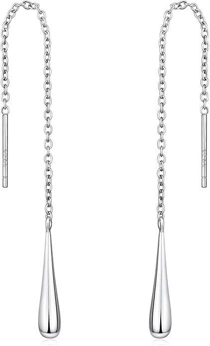 Savlano Teardrop 925 Sterling Silver 18k Gold Plated Long Chain Threader Dangle Drop Earrings For Women and Teens Comes In White Gold, Yellow Gold, & Rose Gold Colors Comes With Savlano Gift Box