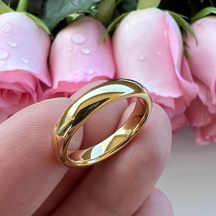 TUTISS 4mm 6mm 8mm 10mm Silver/Gold/White Tungsten Rings for Men Women Couple Fashion Jewelry Anniversary Engagement Wedding Bands Domed Polished I Love You Engraved Comfort Fit