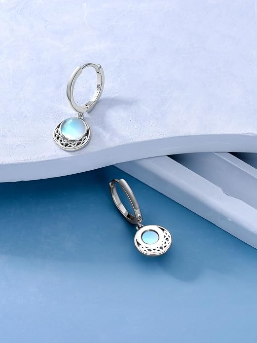 Dorunmo Moonstone Dangle Drop Earrings s925 Sterling Silver Leverback Earrings Filigree Moonstone Jewelry Birthday Gifts for Women