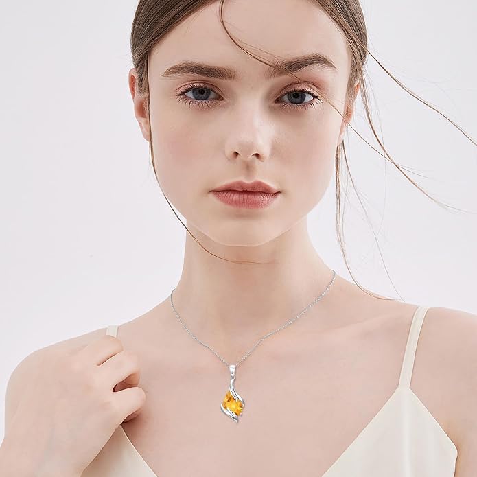 HPQQ Birthstone Necklace for Women 925 Sterling Silver Teardrop Pendant Fine Jewelry Birthday Mothers Day Gifts for Women Mom Her