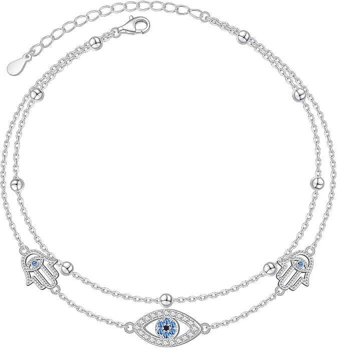 Anklet for Women 925 Sterling Silver Cross Layered Anklet for Women Girls Adjustable Dainty Beach Foot Chain Plus 9 10 Inch Charm Anklet Jewelry Birthday