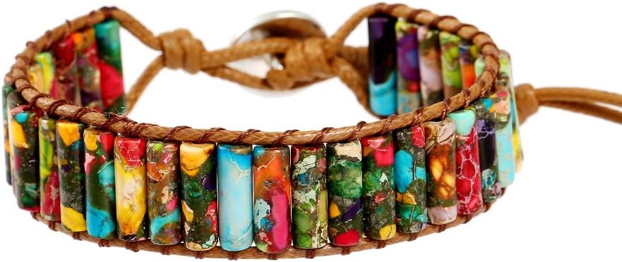 Plumiss Women Boho Handmade Natural Stone Crystal Leather Bead Wrap Bracelets Collection