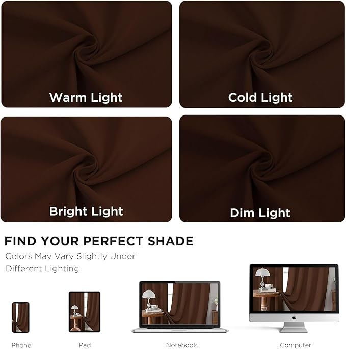 Joydeco Blackout Curtains 84 Inch Long for Bedroom, Thermal Insulated Black Out Curtains 2 Panels Set, Room Darkening Drapes for Living Room Window (W52 x L84 Inch, Chocolate)