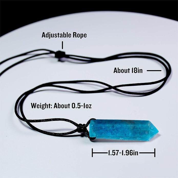 Runyangshi Healing Crystal Pendants, Single Pointed Natural Crystal Quartz Necklace 6 Faceted Chakra Crystal Wand Stone Reiki Energy
